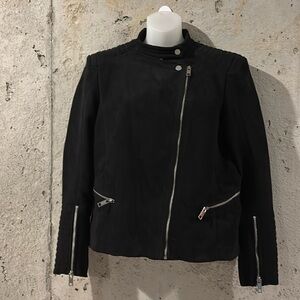 H&M Black Faux Suede Biker Jacket - Size 12